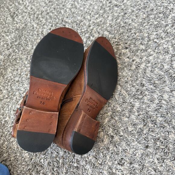 Vintage Foundry Co Miriam Boots Mid Top Studded Buckle Suede Brown 7.5 New READ - Picture 6 of 9